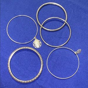 Silvertone bangle bracelet bundle